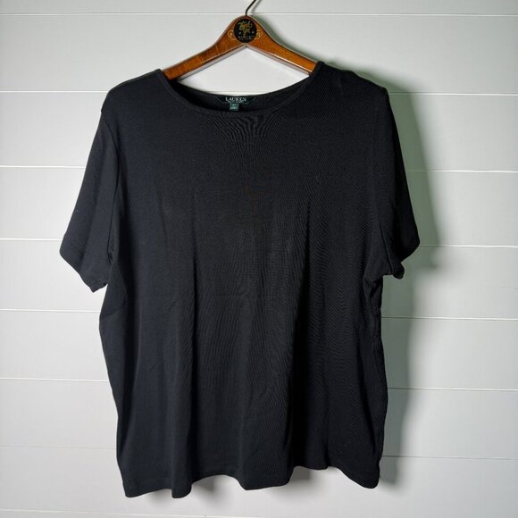 Lauren Ralph Lauren Black 3X Crew Neck Short Sleeve Shirt, NWOT - Picture 4 of 6